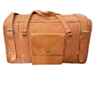 Vintage Weekender Luggage European Handmade Travel Duffle Bag Saddle Leather u